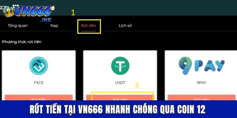 Rút tiền tại VN666 nhanh chóng qua Coin 12